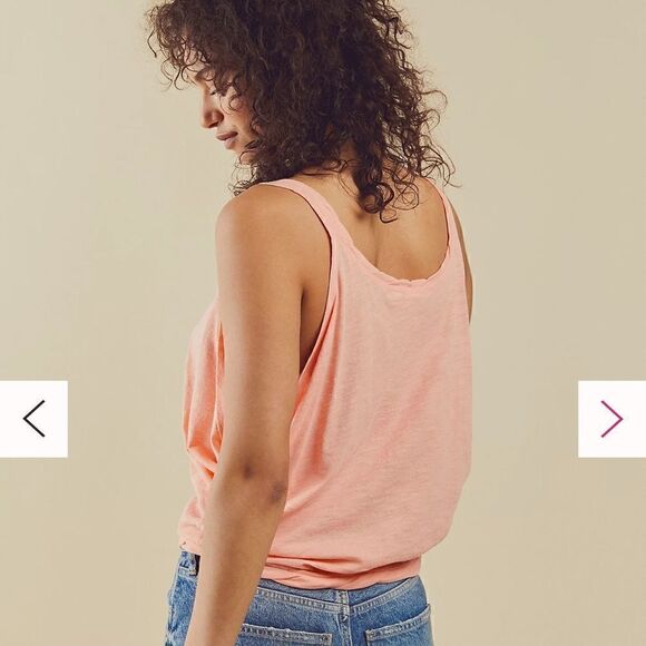 NWOT Free People Pearl Tank Pink Star Relaxed Dropped Armholes  Workout Gym - Picture 1 of 9